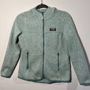 LL Bean Full Zip Jacket Sweater Fleece Womens XS Petite Storm Teal
